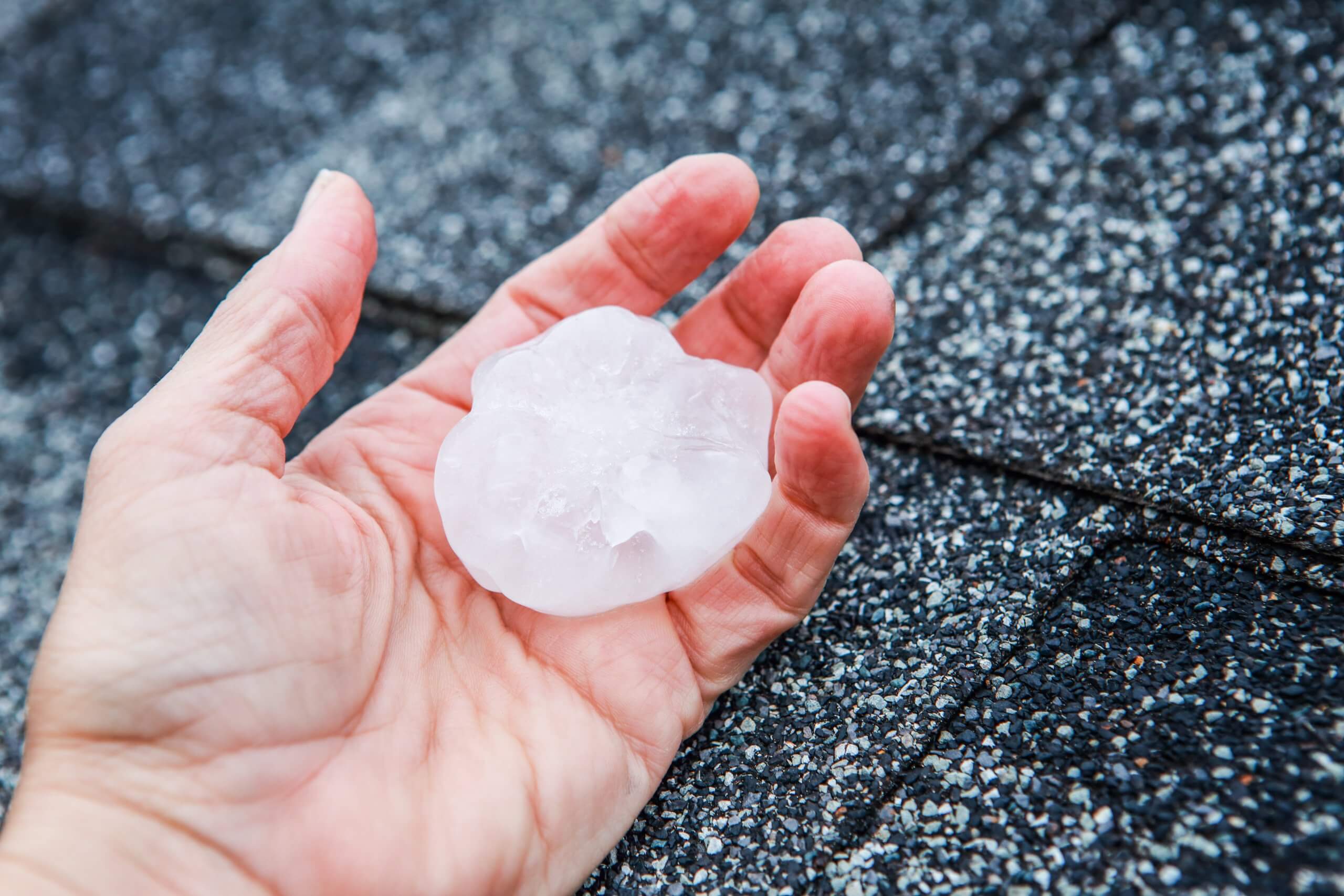 Hail in a hand after hailstorm