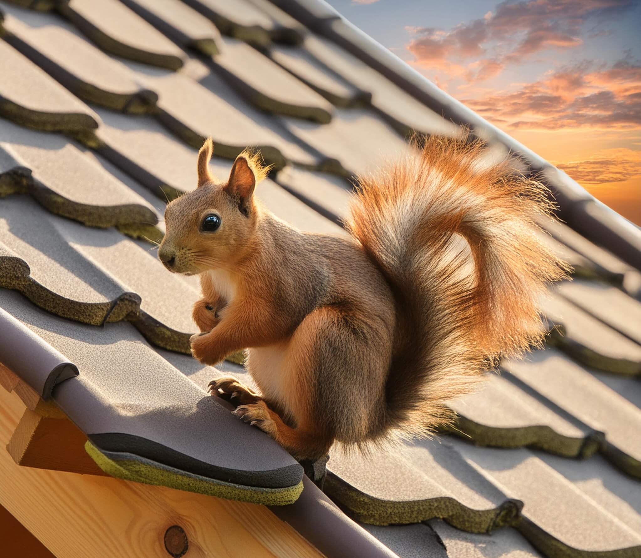 Squirrel on a roof